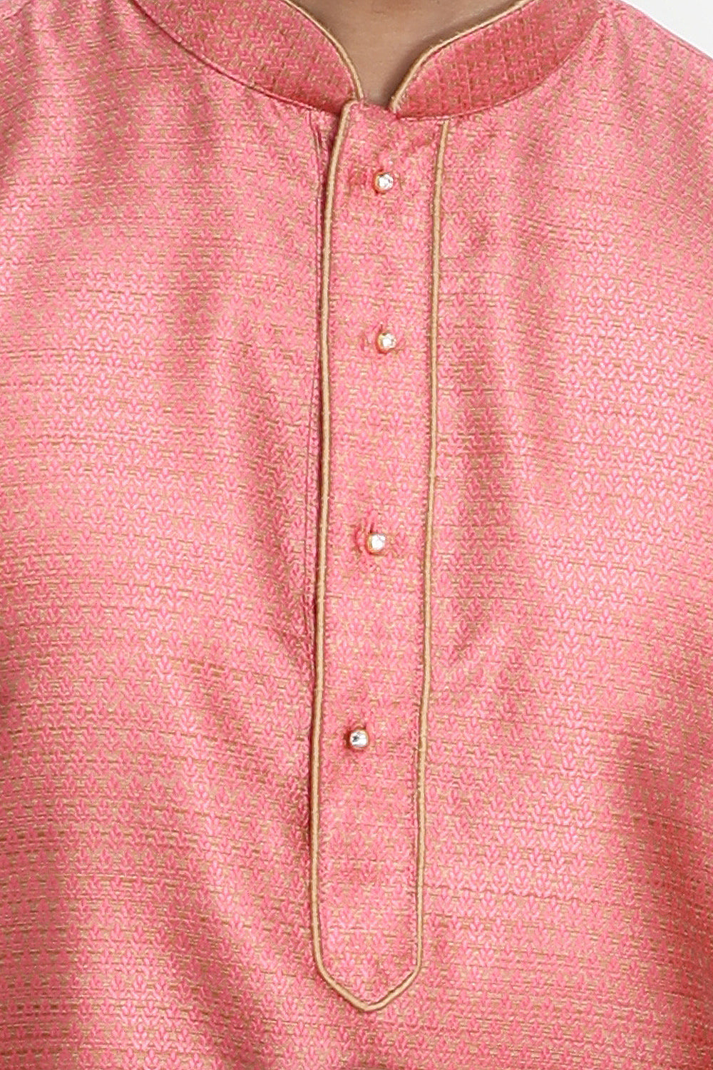 Men's Cotton Art Silk Kurta Set In Pink