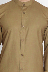 Men's Blended Cotton Kurta Set In Brown