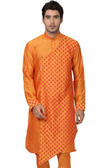 Cotton Art Silk Kurta In Orange