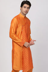 Cotton Art Silk Kurta In Orange