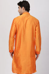 Cotton Art Silk Kurta In Orange