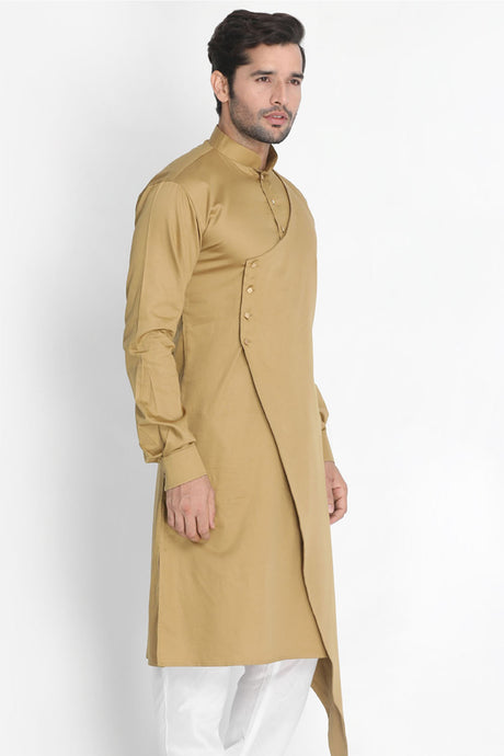 Men's Blended Cotton Kurta in Beige