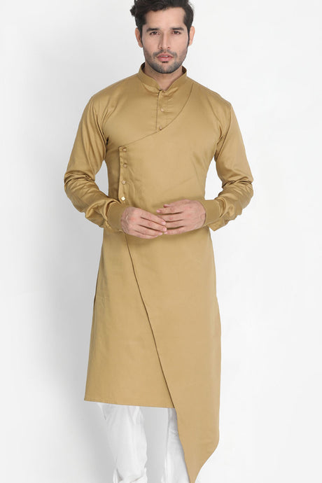 Blended Cotton Kurta in Beige