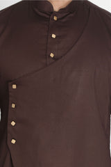 Men's Blended Cotton Kurta In Brown