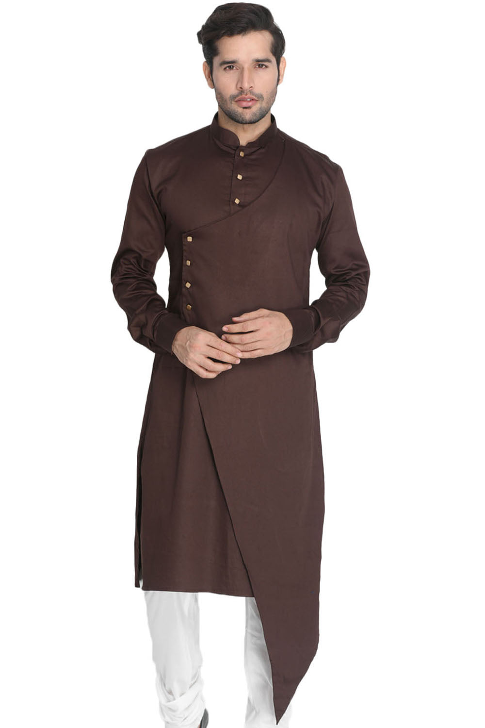 Blended Cotton Kurta In Brown