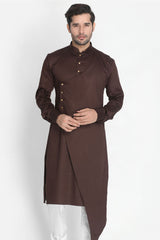 Blended Cotton Kurta In Brown