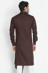 Blended Cotton Kurta In Brown