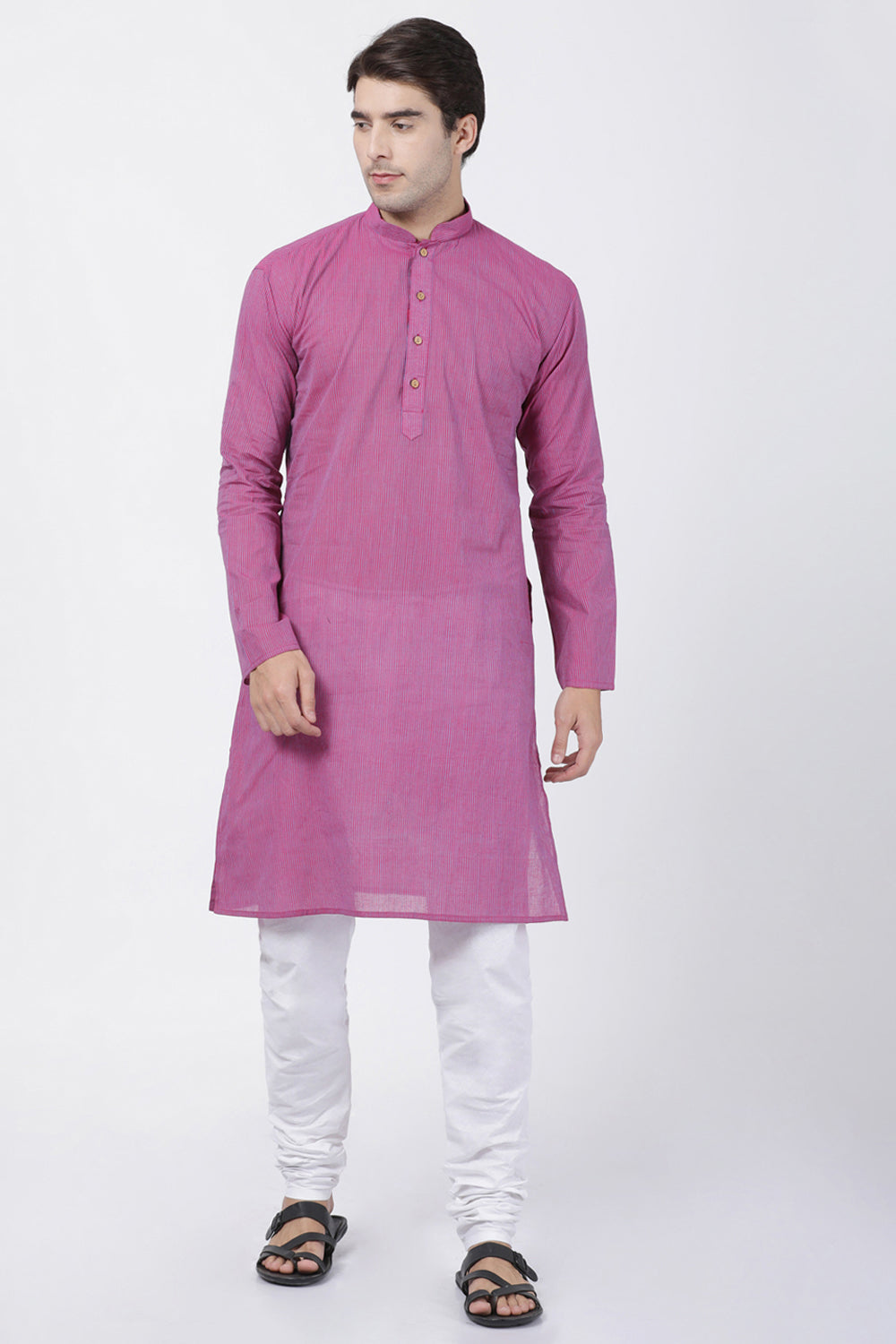 Men's Pure Cotton Kurta Set In Purple