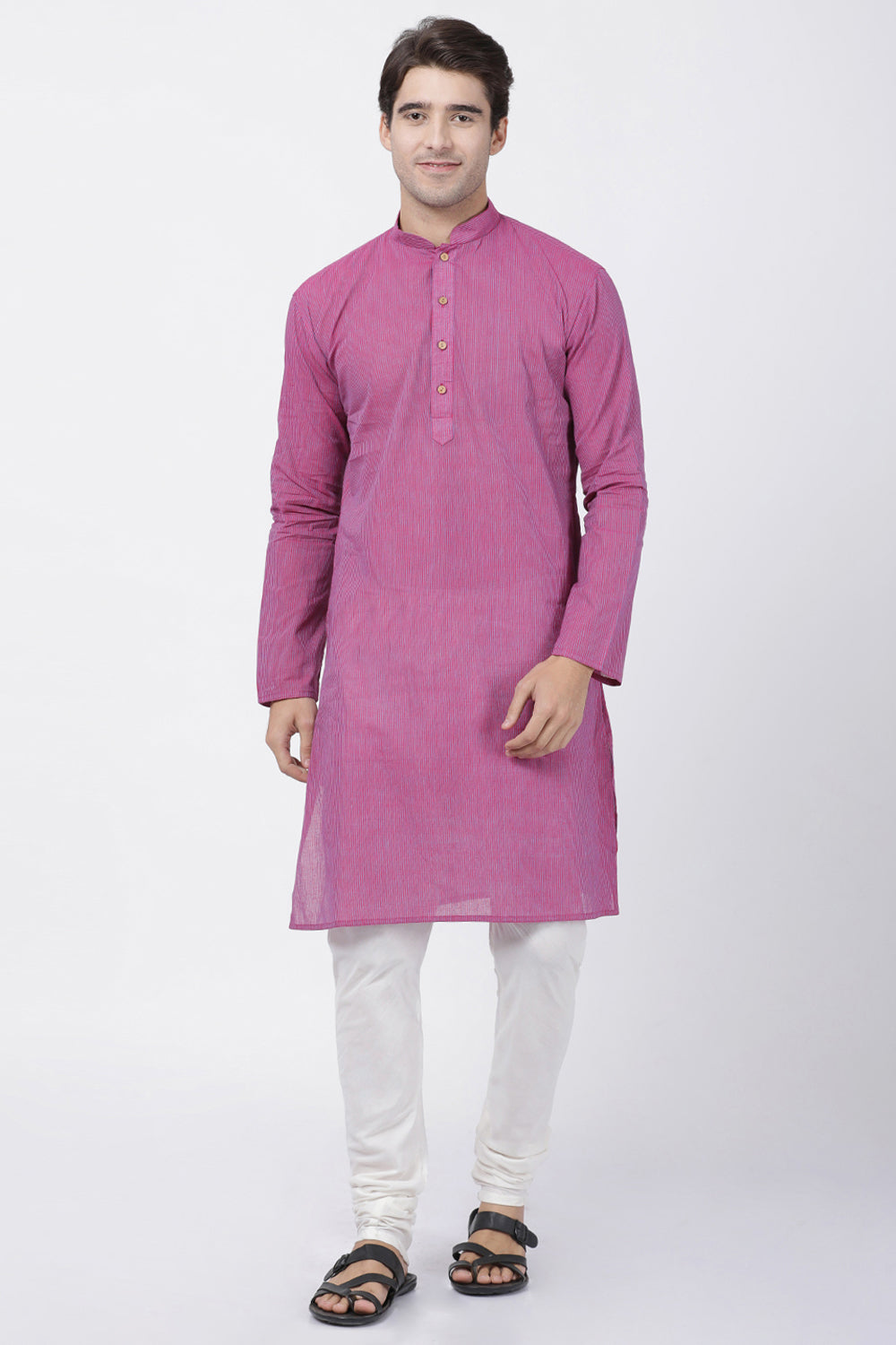 Men's Pure Cotton Kurta Set In Purple