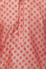 Men's Cotton Art Silk Kurta Set in Pink