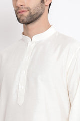 Buy Viscose Solid Kurta Pyjama Set in Cream