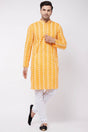 Buy Men's Pure Cotton Embroidered Kurta Set in Orange