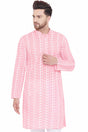 Buy Blended Cotton Embroidered Kurta in Pink