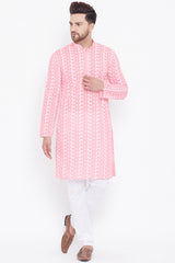 Pink Long Kurta Pyjama Set