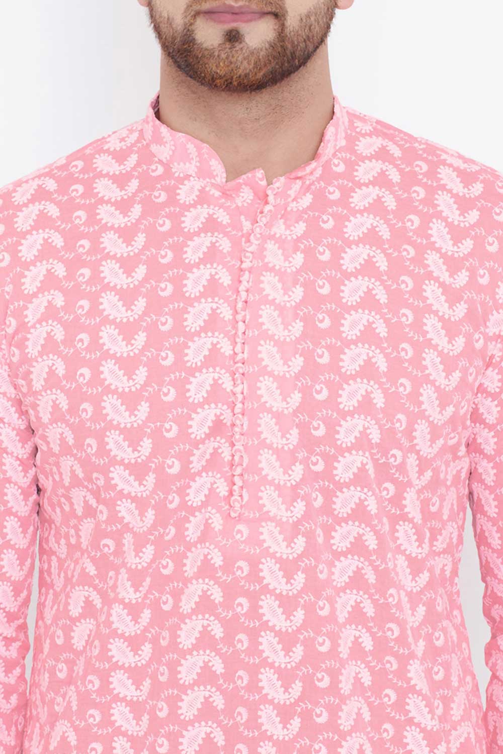 Embroidered Pink Kurta Pyjama Set for Casual Wear