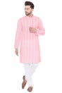 Buy Blended Cotton Embroidered Kurta Pyjama Set in Pink
