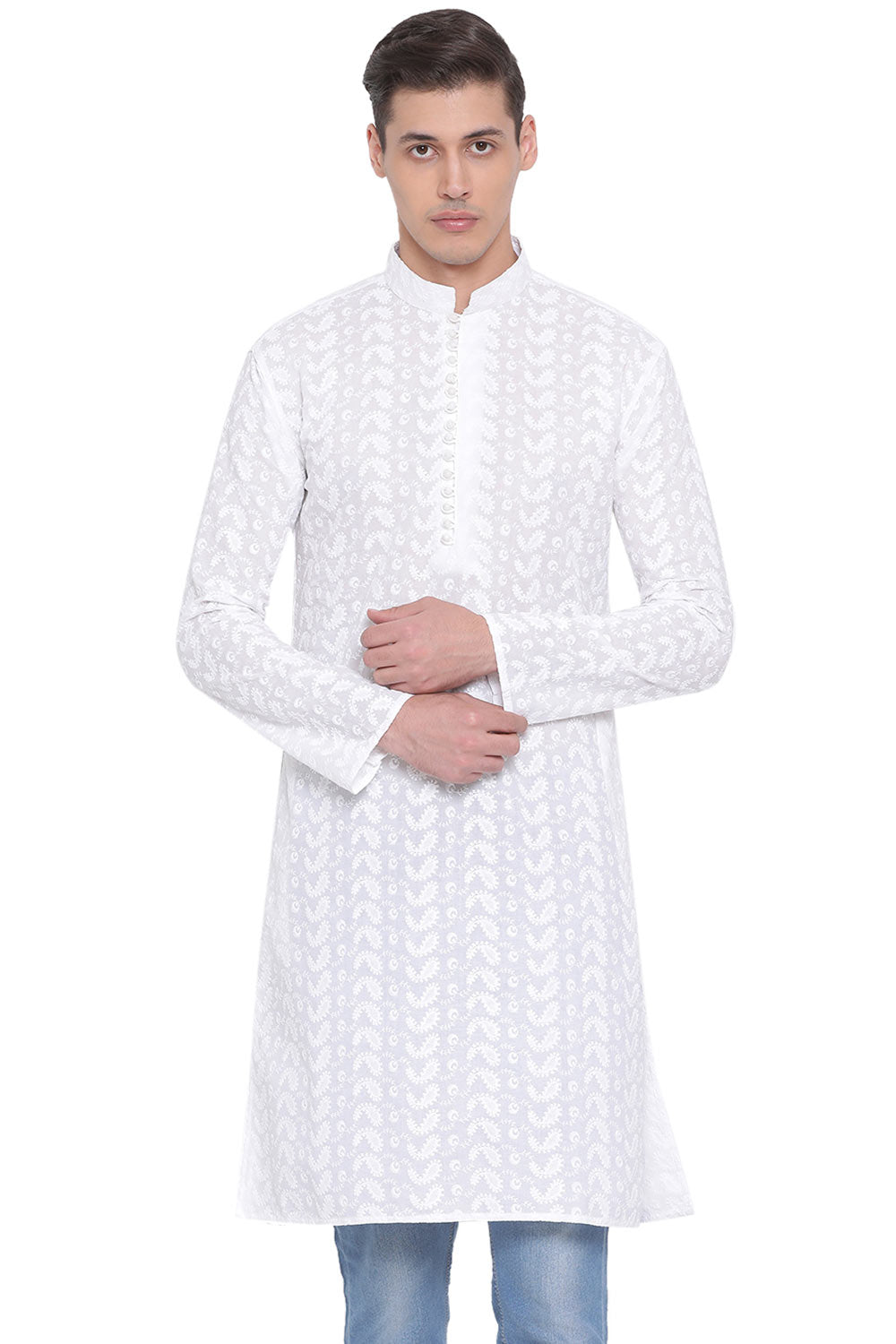 Buy Pure Cotton Embroidered Kurta in White