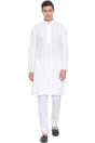Buy Pure Cotton Embroidered Kurta Pyjama Set in White