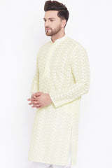 Long Embroidered Kurta in Yellow