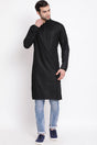 Buy Blended Cotton Solid Kurta in Black