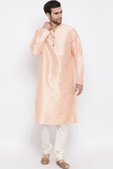 Peach Long Kurta Pyjama Set