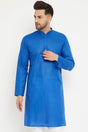 Buy Men's blended Cotton Solid Kurta in Blue