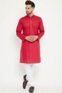 Buy Men's blended Cotton Solid Kurta Set in Maroon