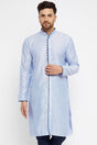 Buy Men's Blended Silk Woven Kurta in Lavender