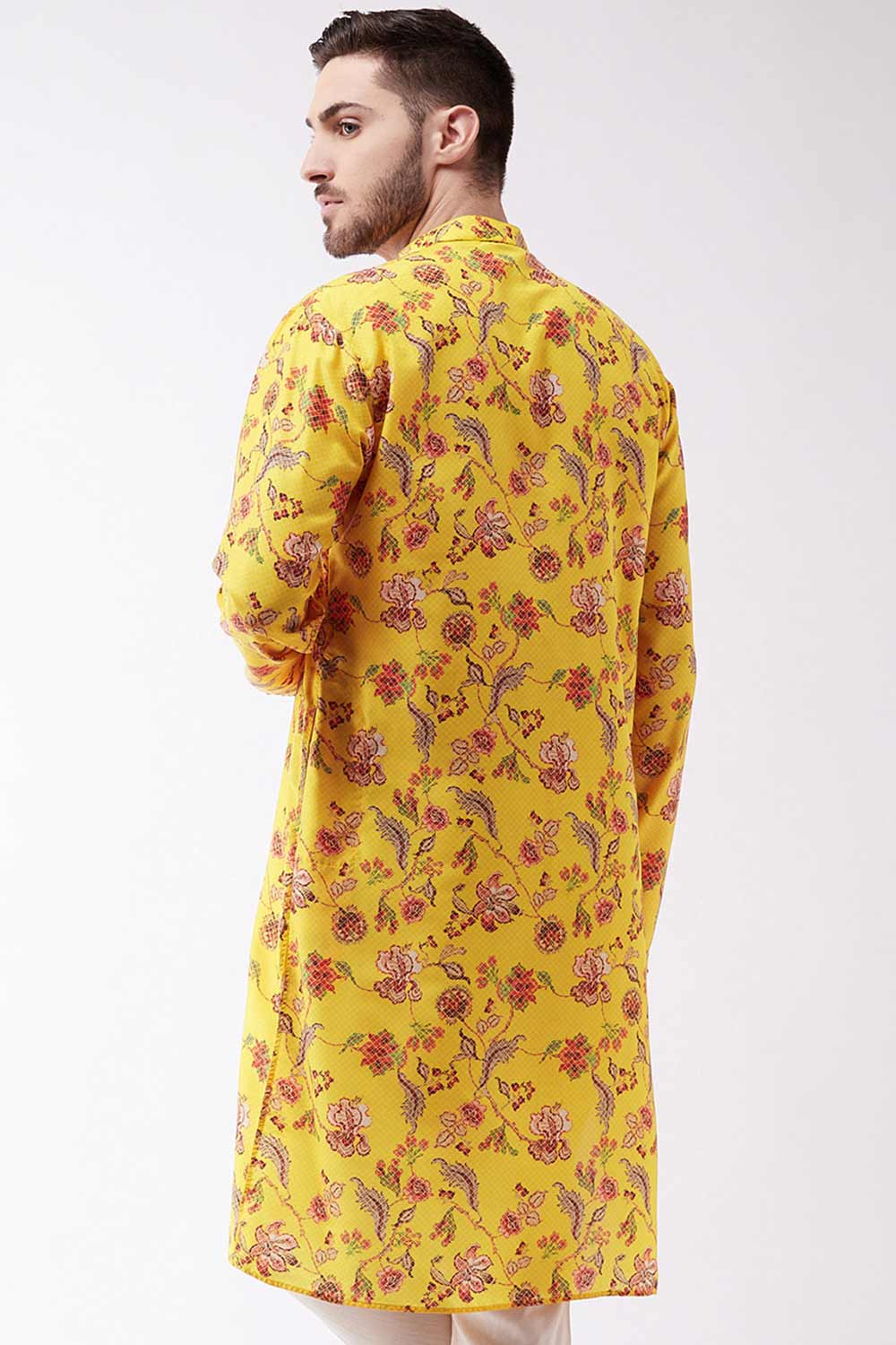 Floral Print Yellow Kurta for Cocktail Wear
