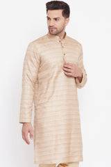 Long Striped Kurta in Beige