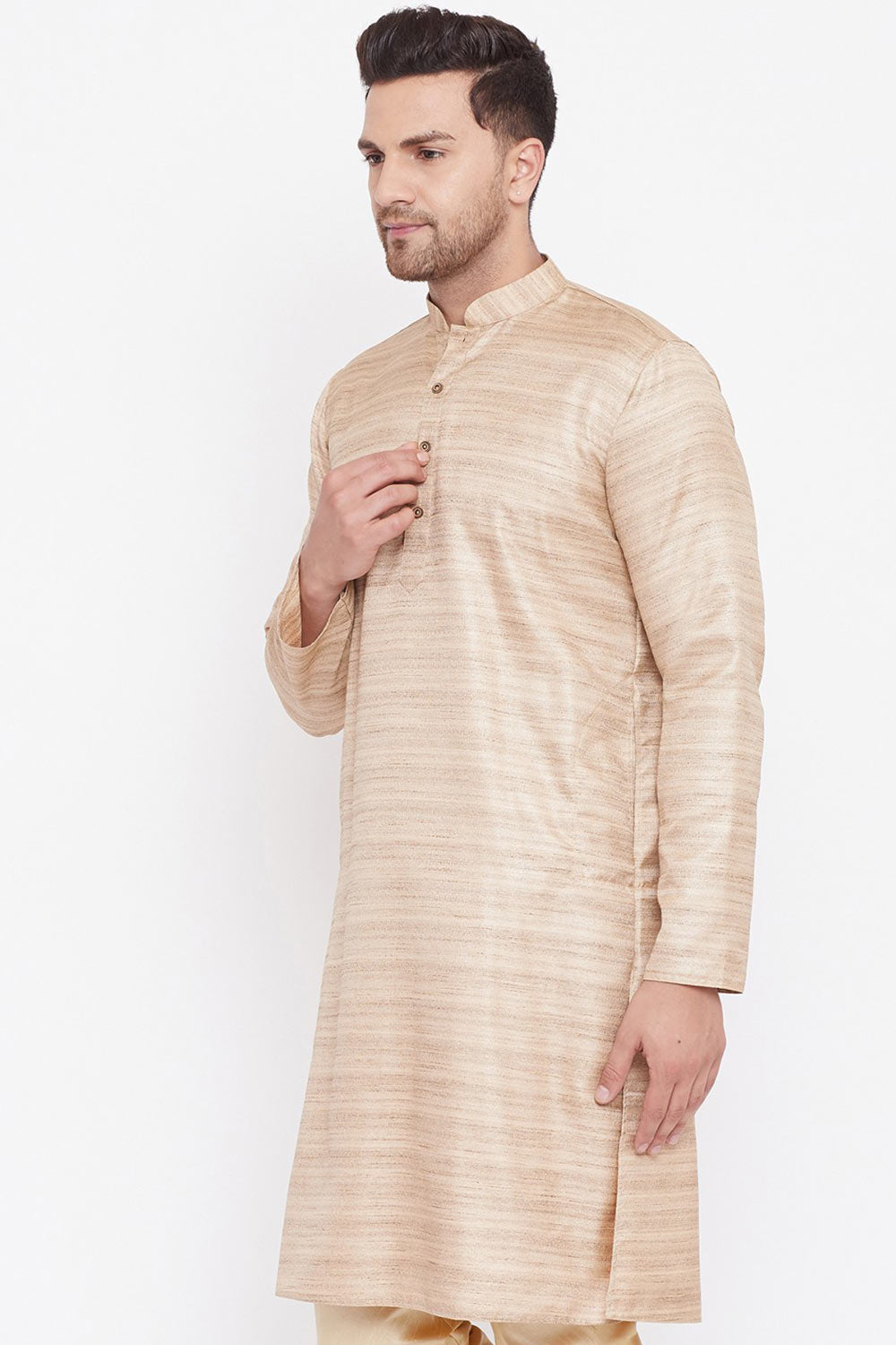 Printed Festive Wear Silk Beige Kurta