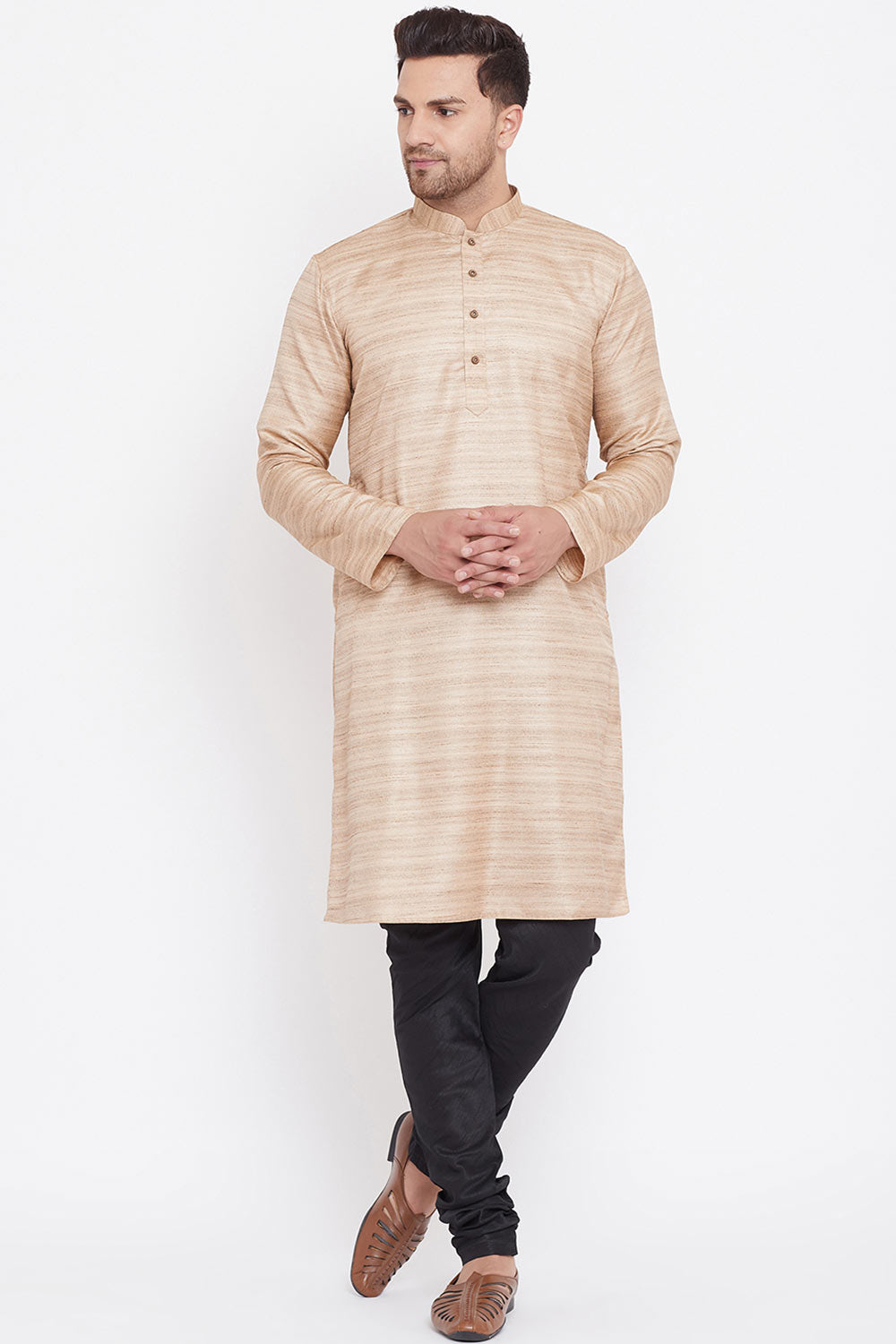 Beige Long Kurta Pyjama Set