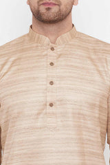 Striped Beige Kurta Pyjama Set for Casual Wear