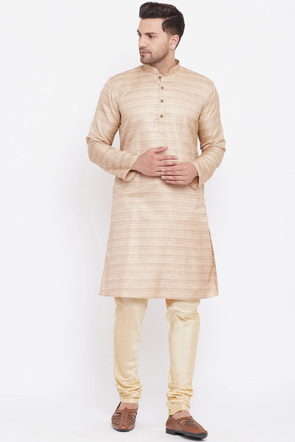 Beige Long Kurta Pyjama Set