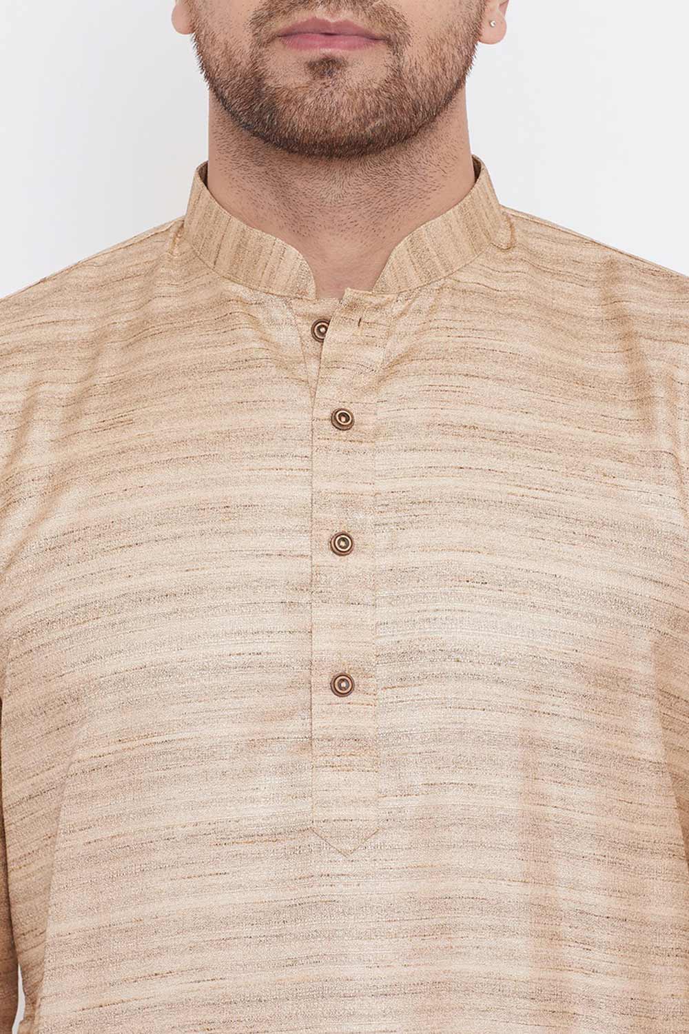 Striped Beige Kurta Pyjama Set for Casual Wear