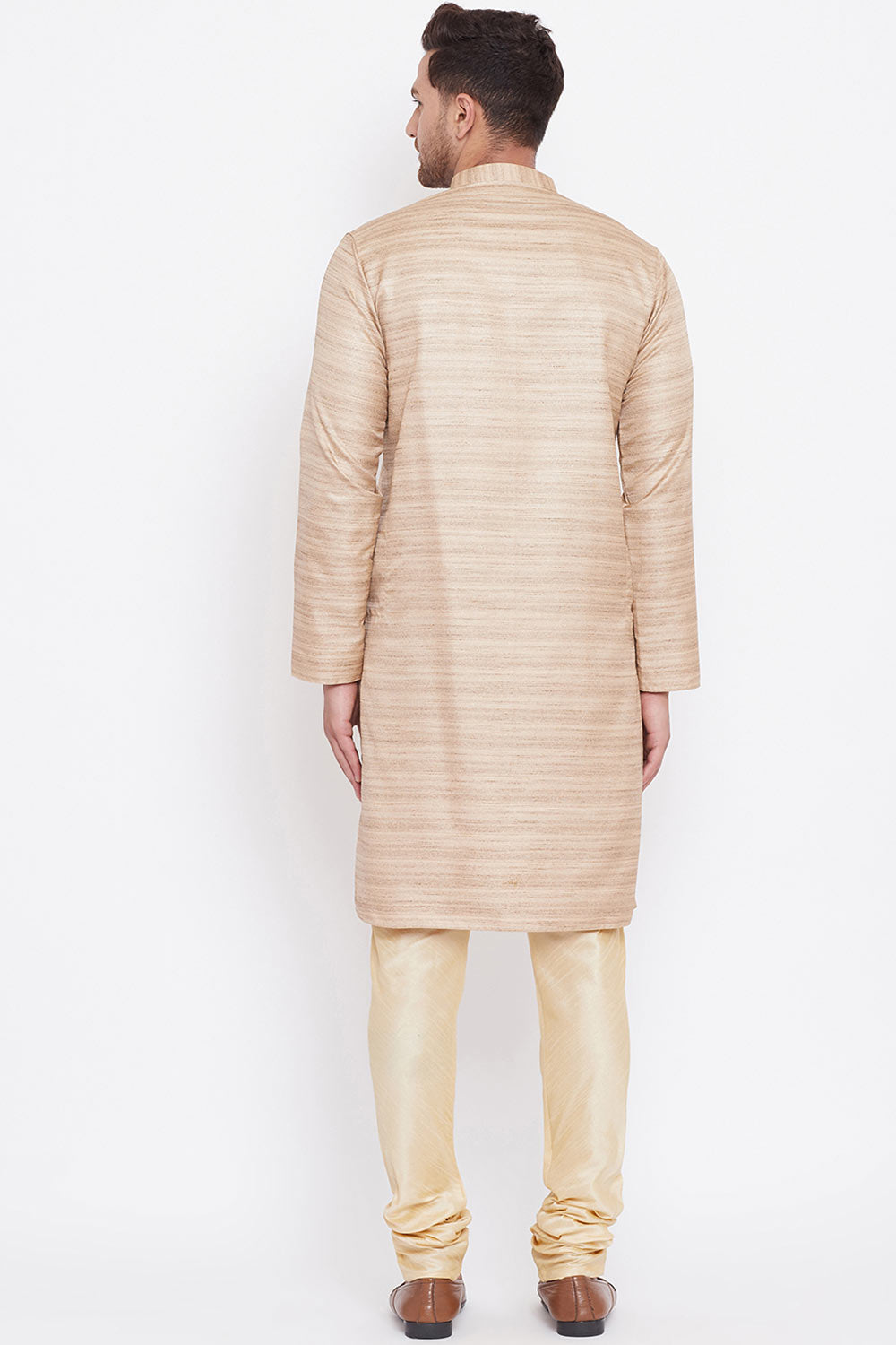 Striped Beige Kurta Pyjama Set for Men's.