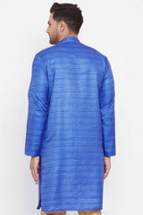 Striped Blue Silk Casual Kurta.