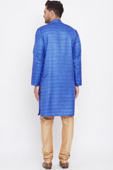 Blue Silk Long Kurta Set.