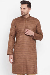 Coffee Brown Blended Silk Kurta for Men's