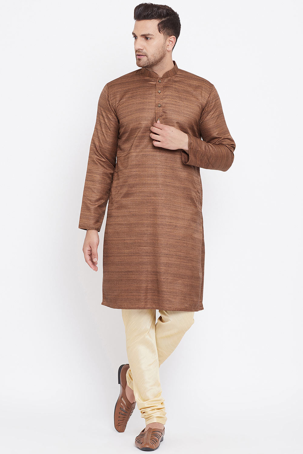 Coffee Brown Long Kurta Pyjama Set