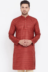 Maroon Blended Silk Kurta for Men's