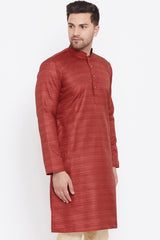 Long Striped Kurta in Maroon