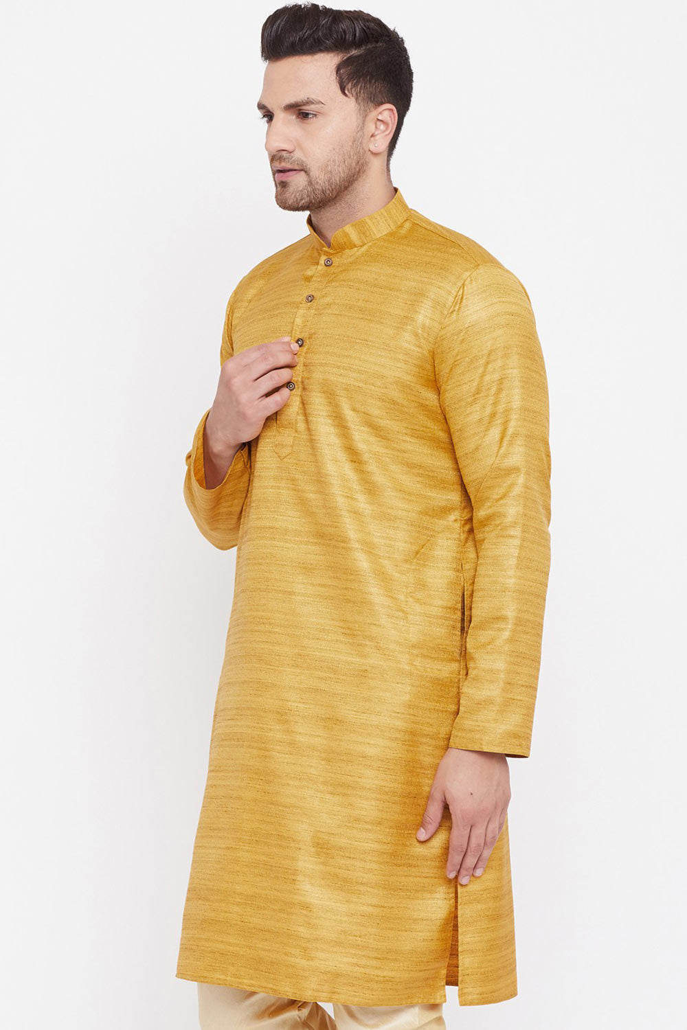 Long Striped Kurta in Mustard