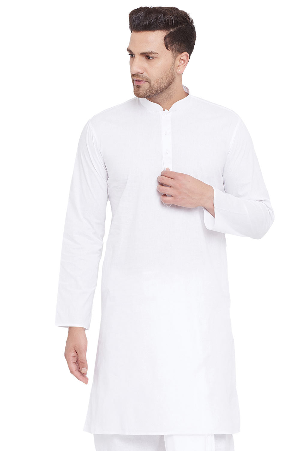 Buy Blended Cotton Solid Kurta in White