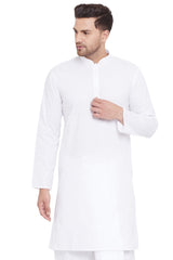 Buy Blended Cotton Solid Kurta in White