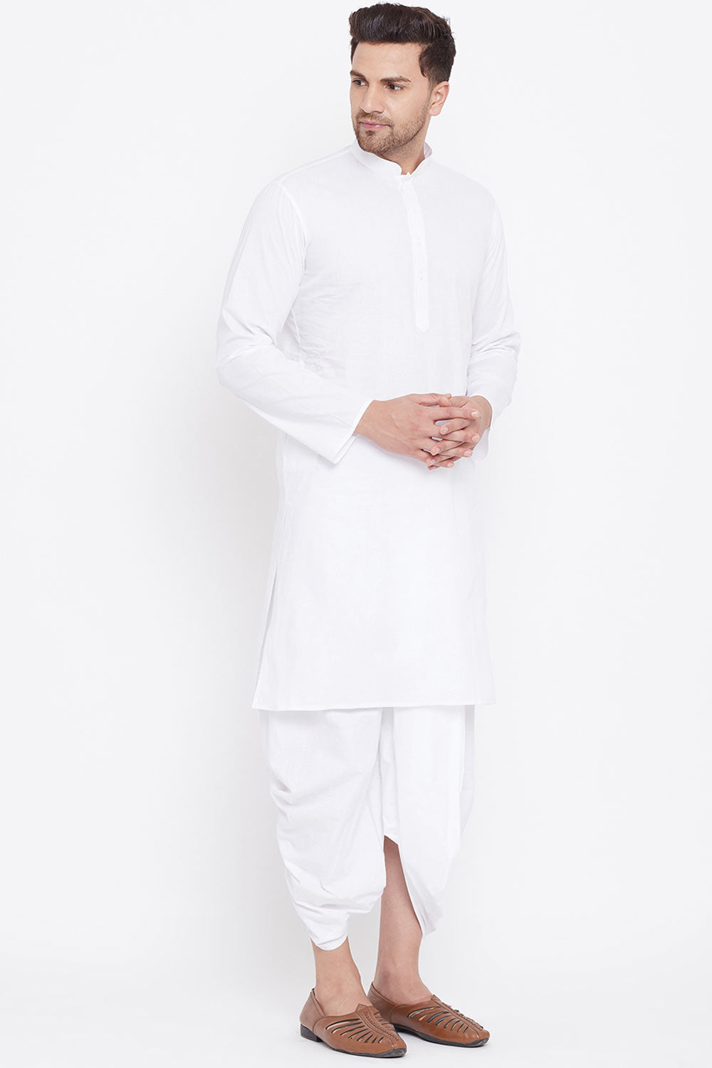 Buy Men's White Kurta Dhoti Set Online