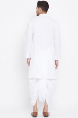 Buy Men's White Kurta And Dhoti Set