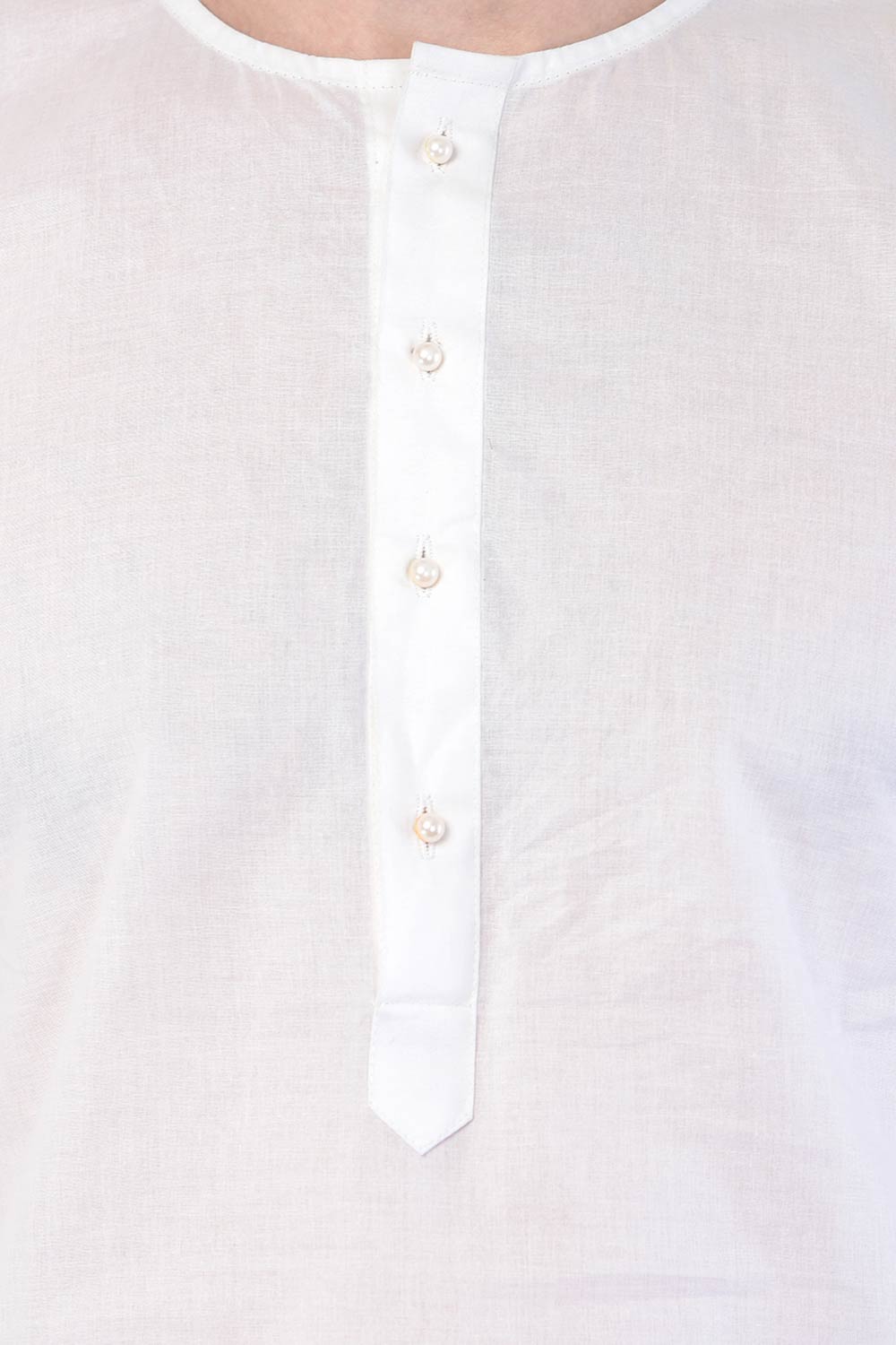 Buy Men's blended Cotton Solid Kurta Set in White - Side