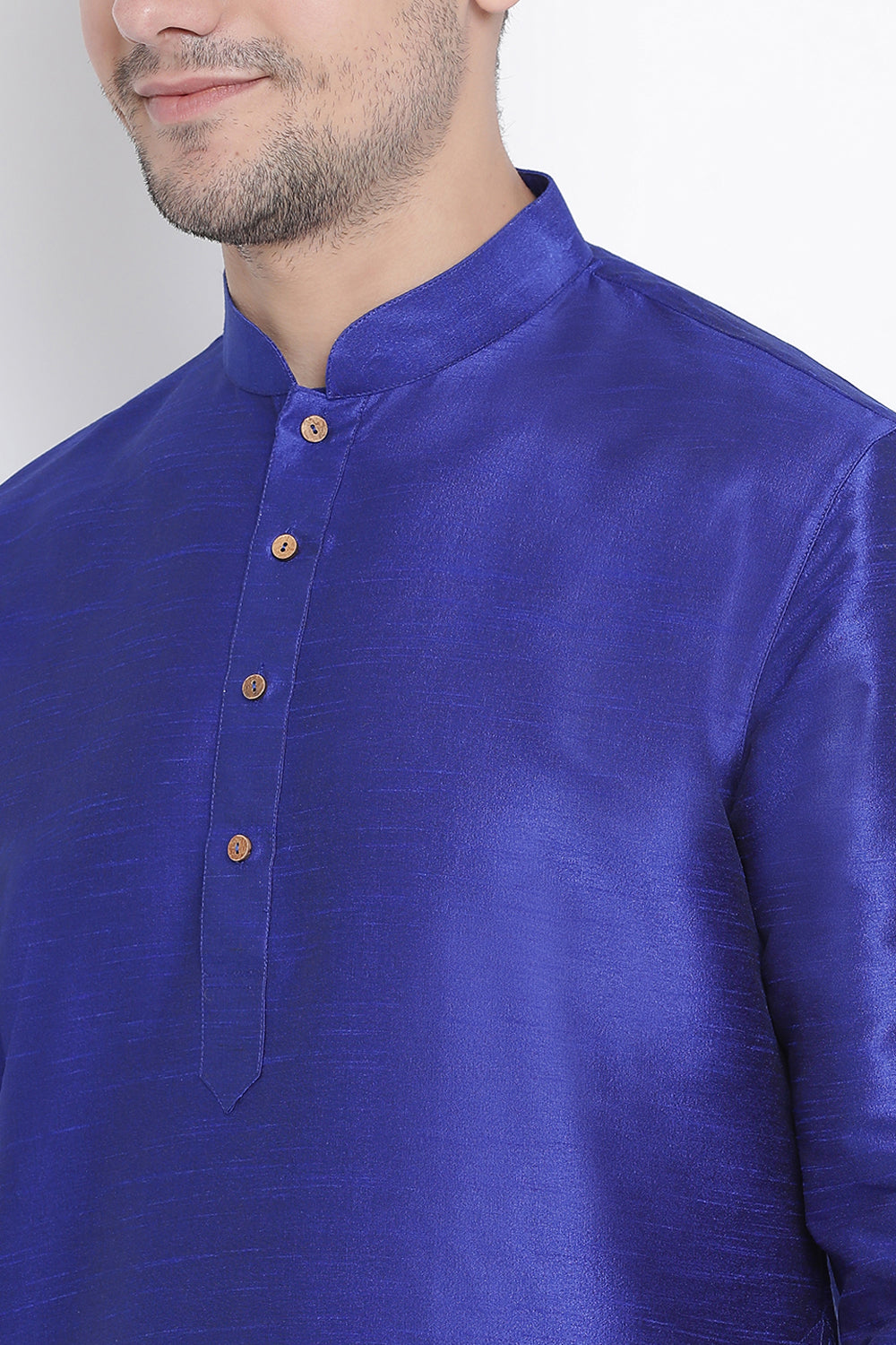 Men's Cotton Art Silk Kurta Set In Blue