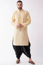 Buy Men's Blended Silk Solid Kurta Set in Gold